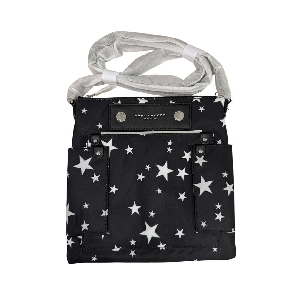 Marc Jacobs Star Print Preppy Nylon Swing Pack Crossbody Bag Black/White
